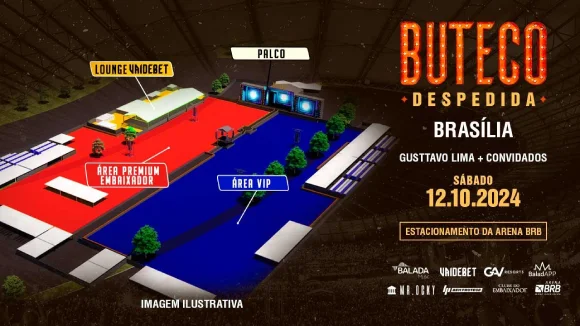 Buteco Gusttavo Lima em Brasília 12 Outubro 2024 Estacionamento Estádio Arena BRB Mané Garrincha Mapa do Evento